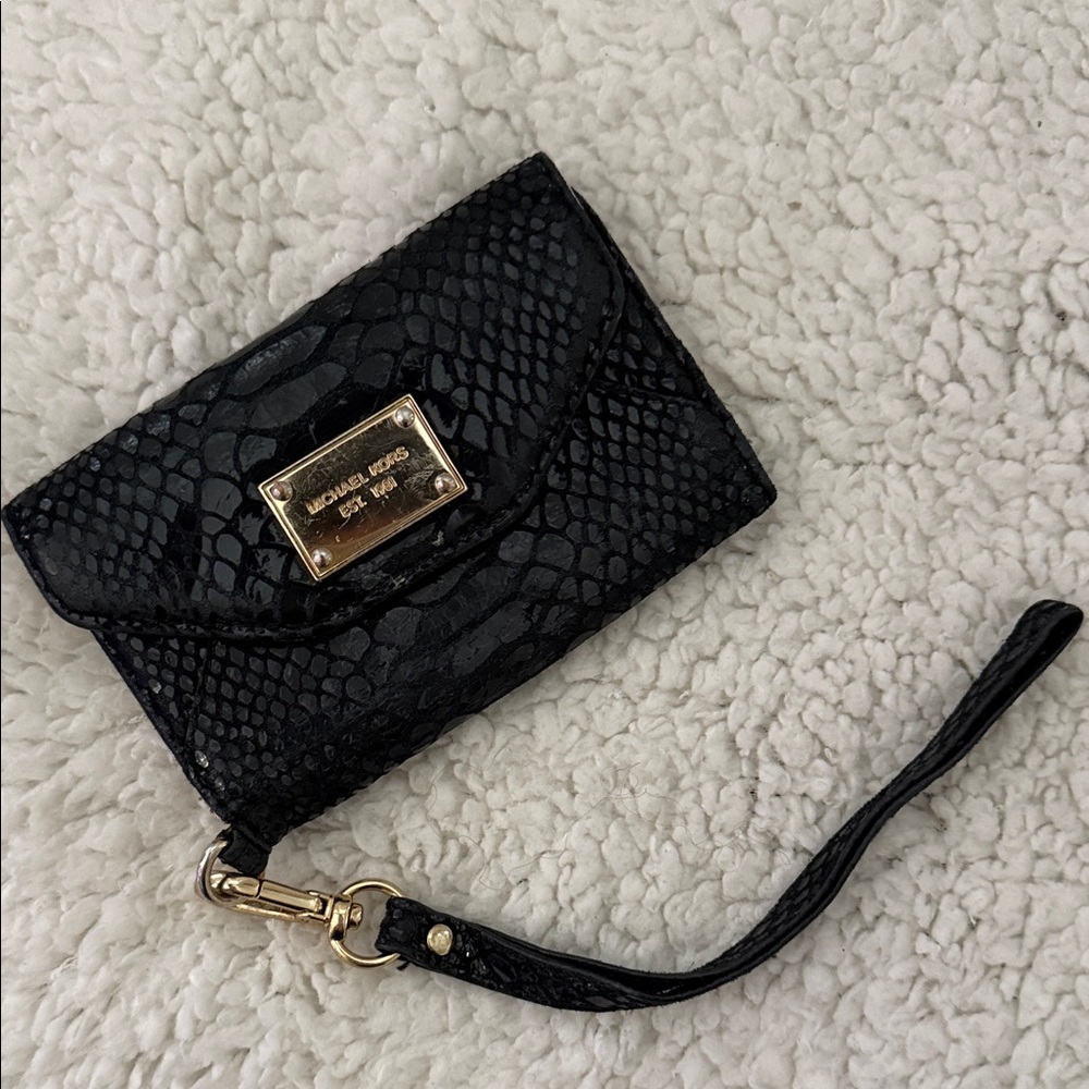 Michael Kors Black Textured Wristlet